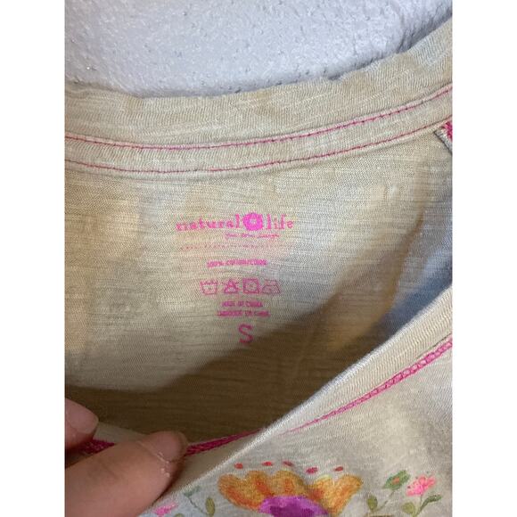 Natural Life T Shirt Pink Floral Small Cotton Garden Whimsy Nature - Picture 2 of 5